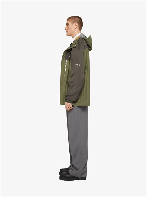 olive green givenchy jacket|Technical hooded jacket .